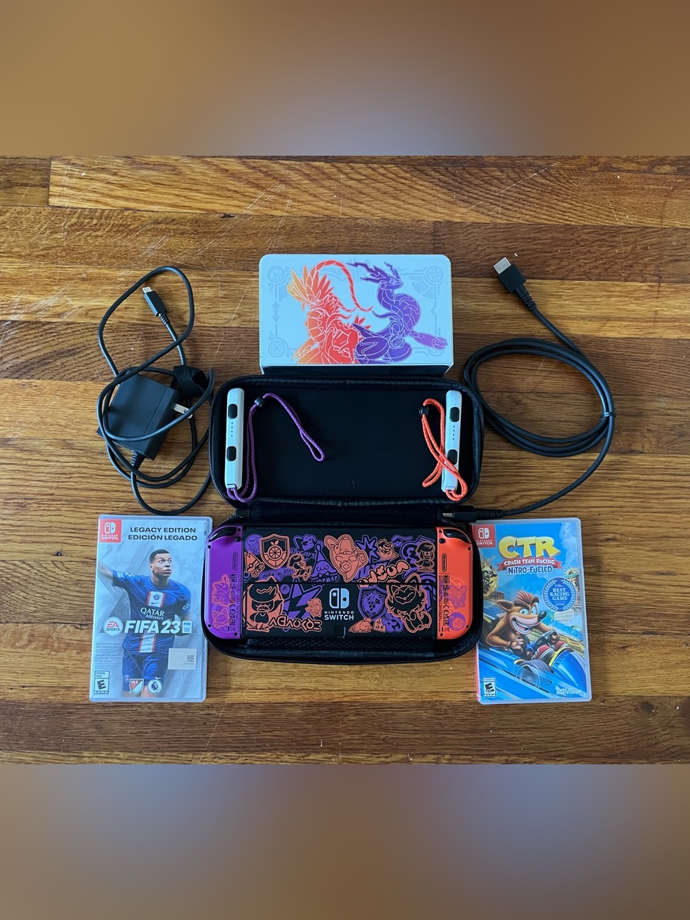 Nintendo Switch (OLED Model) Pokémon Scarlet & Violet Edition/Fifa 23 & CTR Game